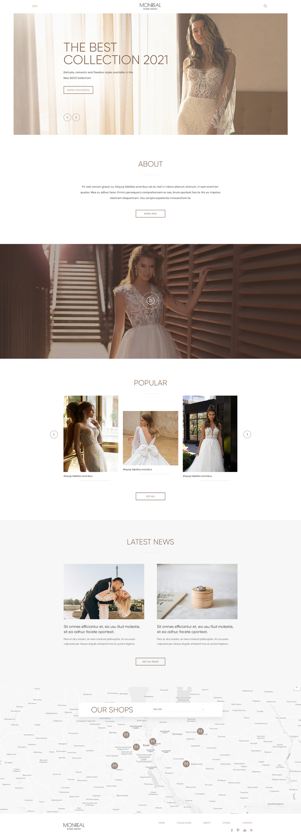 Дизайн сайту весільних суконь "Monreal Bridal"
