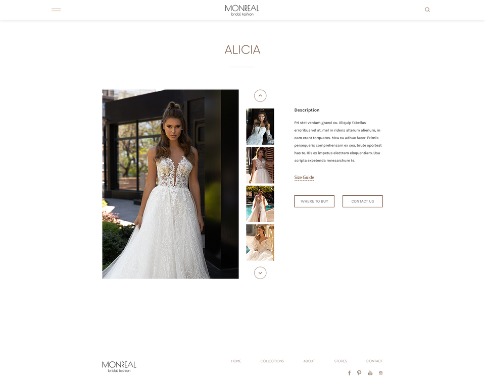 Дизайн сайту весільних суконь "Monreal Bridal"