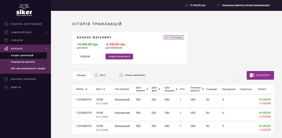 Дизайн кабінету дропшипера "Siker"